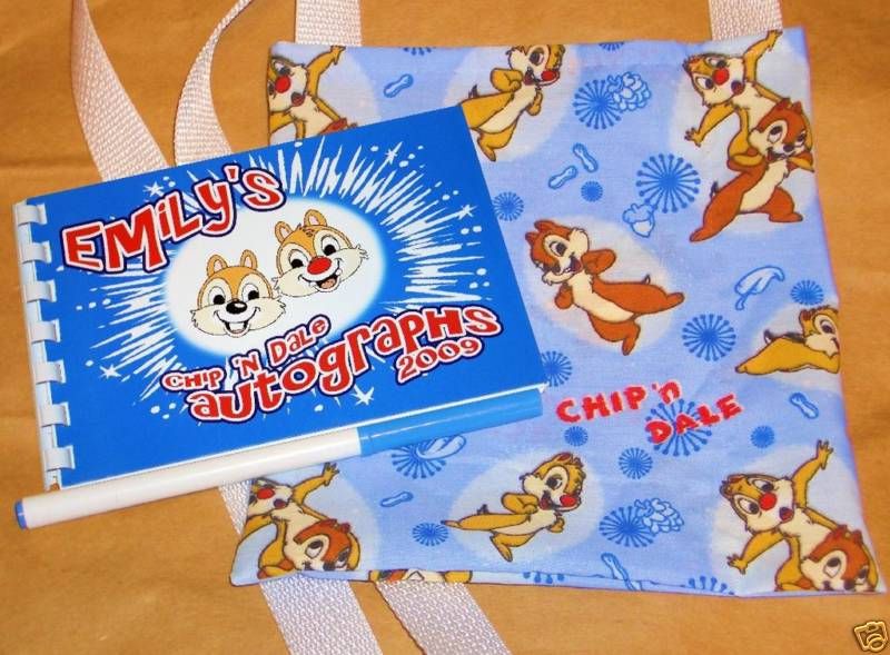 Personalized Autograph Book/Bag/Pen DISNEY CHIP N DALE  