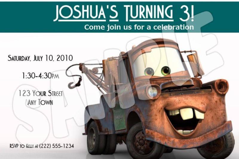 12 Cars Mater Custom Birthday Invitations & Envelopes  