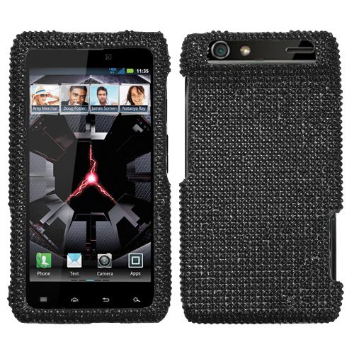 Motorola Droid RAZR XT912 XT910   CRYSTAL BLING HARD CASE COVER BLACK 