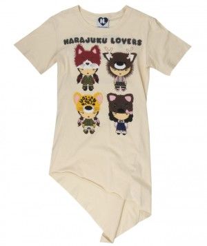 Harajuku Lovers Beige Furocious Girl Line Up Tee Shirt 2361  