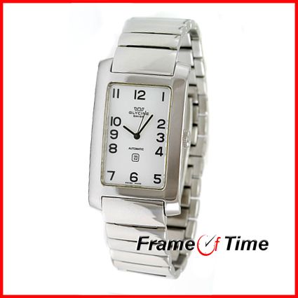 Glycine Men Rettangolo Automatic Steel White Watch 3809  