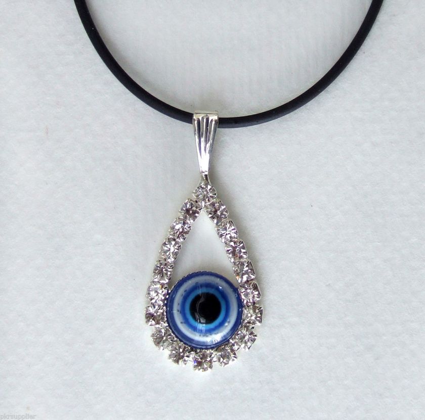 Greek Evil Eye Necklace With Pendant Good Luck Charm Adjustable rubber 