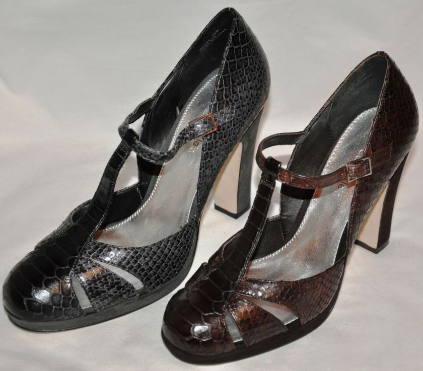 CALVIN KLEIN Jeckel Snake Heels Pump Gray or Brown $130  