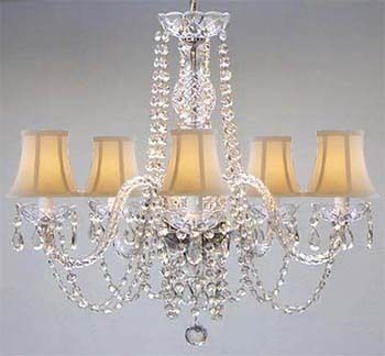 New AUTHENTIC ALL CRYSTAL CHANDELIER WITH SHADES  