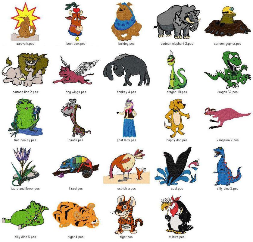 CARTOON CRITTER COLL   LD MACHINE EMBROIDERY DESIGNS  