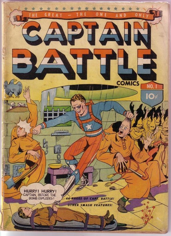 CAPTAIN BATTLE #1, 1941,FLAT GLOSSY COPY,WAR BOOK  