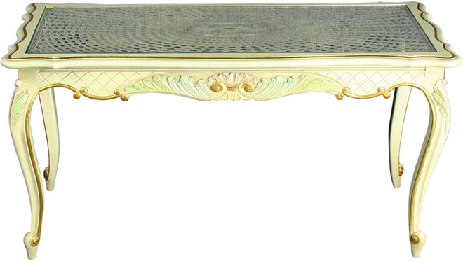 VINTAGE FRENCH COUNTRY LOUIS XV PAINTED COFFEE TABLE  