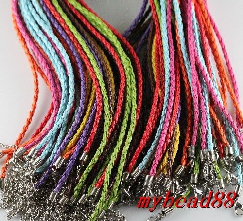  50pcs mixed twist leather cord necklaces  