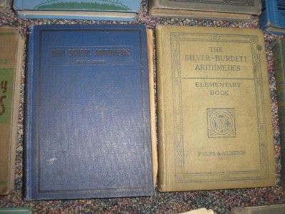 14 ANTIQUE SCHOOL READERS BOOK MATH HISTORY MORE 1900s  