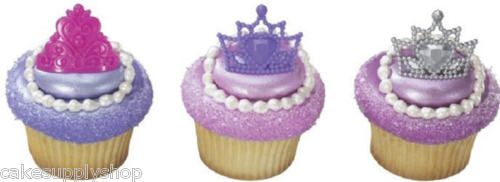 12 PRINCESS TIARA CUPCAKE CAKE DECORATION TOPPERS NEW  