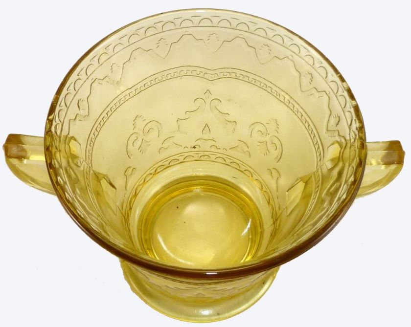 Federal Glass Amber Patrician Spoke Pattern Sugar  