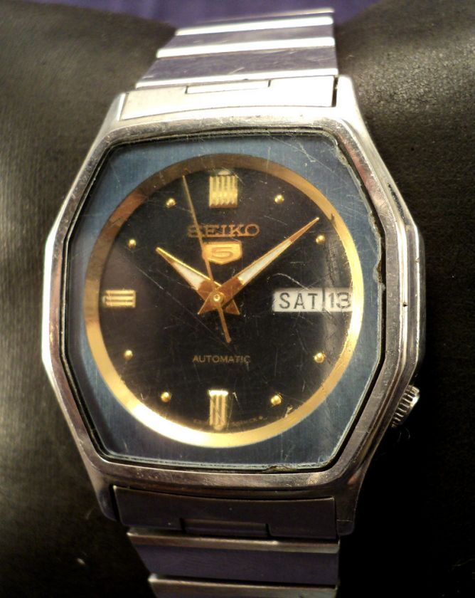 1970s SEIKO 5 ~6309 583A~ STAINLESS STEEL 17 JEWEL AUTOMATIC DAY/DATE 