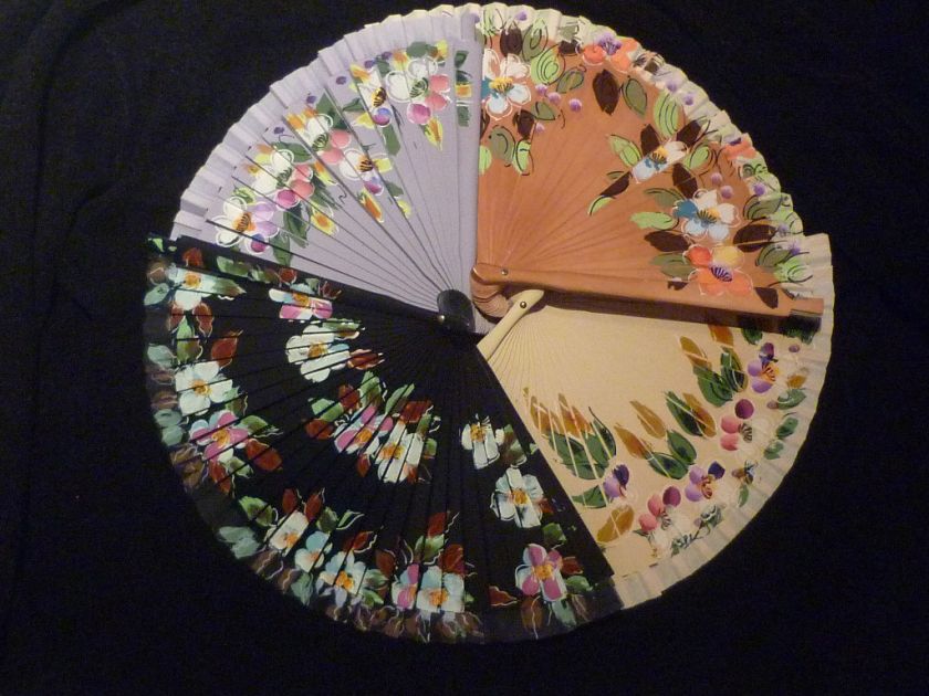 SPANISH FLAMENCO HAND DECORATED WOODEN HAND FAN  