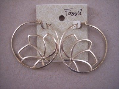Fossil Brand Large Hoop Earrings Hoops Gold Tone  