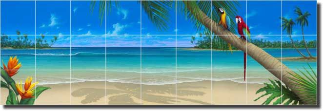 Miller Tropical Seascape Beach Art Ceramic Tile Mural  