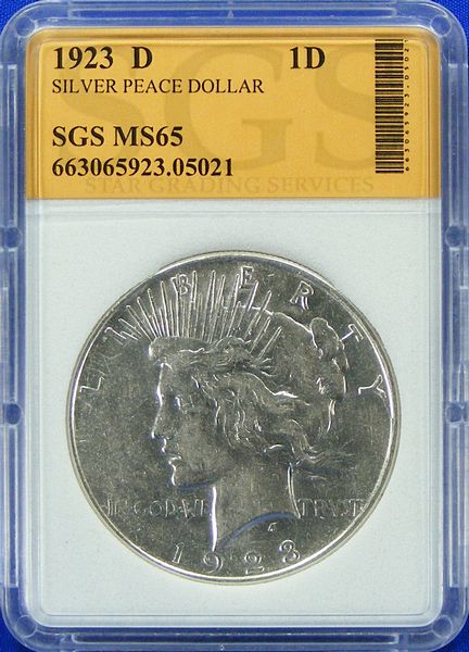 1923 D GEM UNCIRCULATED HIGH GRADE SILVER PEACE DOLLAR  