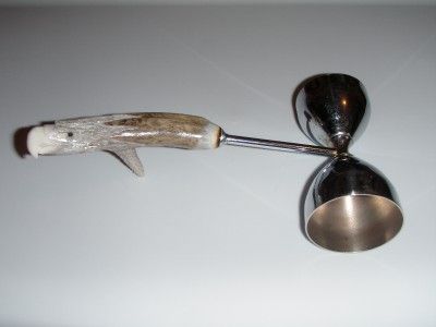 Deer Antler Handle Bar Measuring Cup Carved Eagle Head  