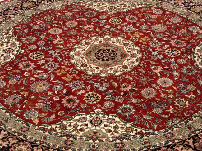 6x6 Handmade Fine Kpsi400 Persian Wool & Silk Round Rug  