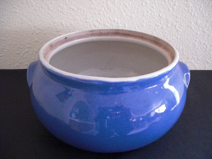 Vintage UHL Pottery Blue Bowl Bean Pot Crock  