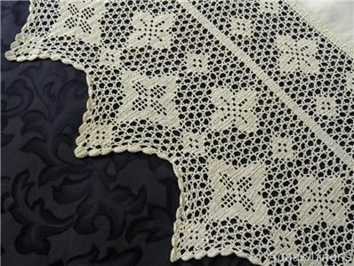 Vintage Linen & Deep Crochet Lace Tablecloth Cream Perfect  