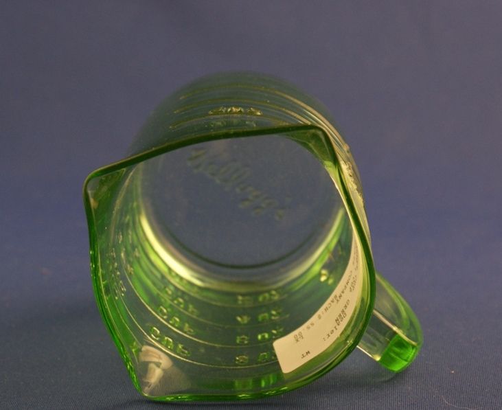 Vintage Kelloggs Glass Green One Cup Measure Cup  