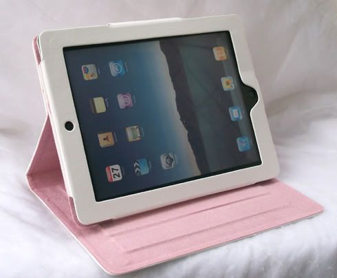 Hello Kitty leather case stand for apple iPad2 peach  