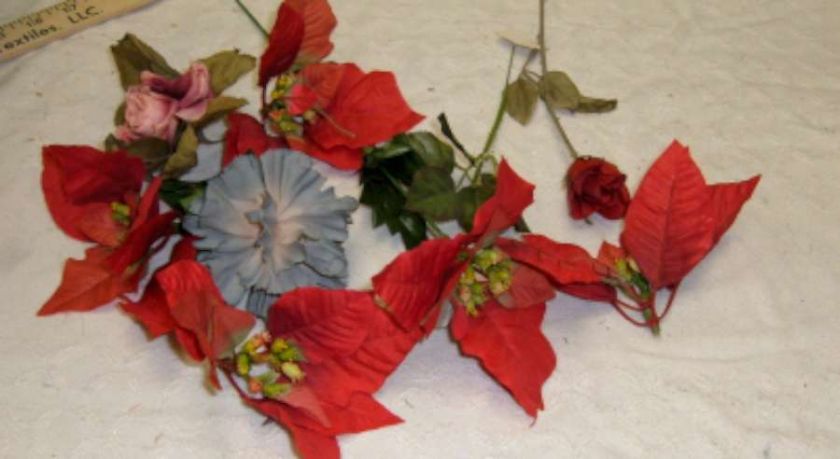 Box Lot New Christmas Poinsettia Silk Flowers 9960  