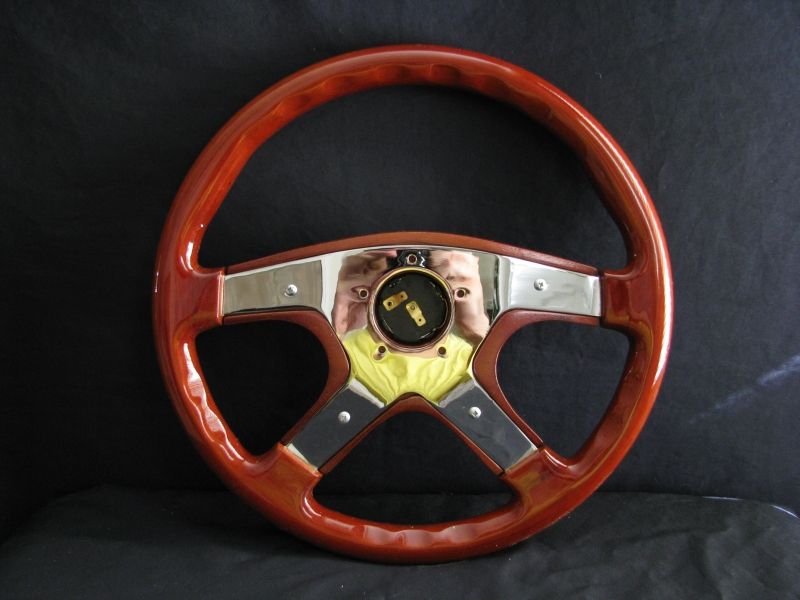 NEW 15 CUSTOM MAHOGANY WOOD GRAIN STEERING WHEEL  