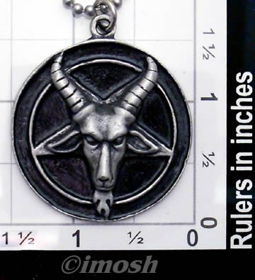 Necklace  2d baphomet pendant  pewter pentagram EVIL  