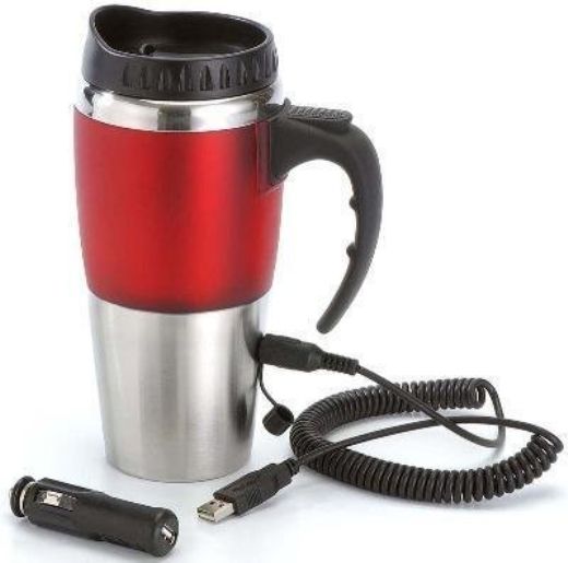 NEW 12V TRAVEL THERMAL MUG KEEPS BEVERAGES HOT LONGER  