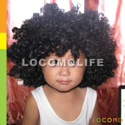 Afro Bob Hair Wig Clown Halloween Party Costume BLACK  