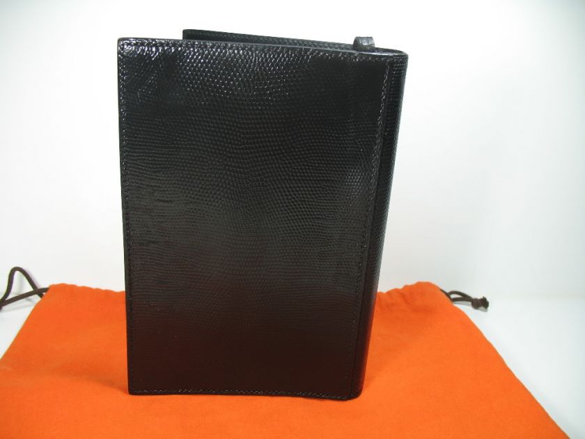 HERMES UNISEX BLACK LIZARD AGENDA BOOK COVER, PARIS  