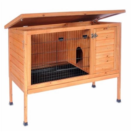   LARGE WOOD BUNNY RABBIT & GUINEA PIG HUTCH PET CAGE PEN HOUSE  