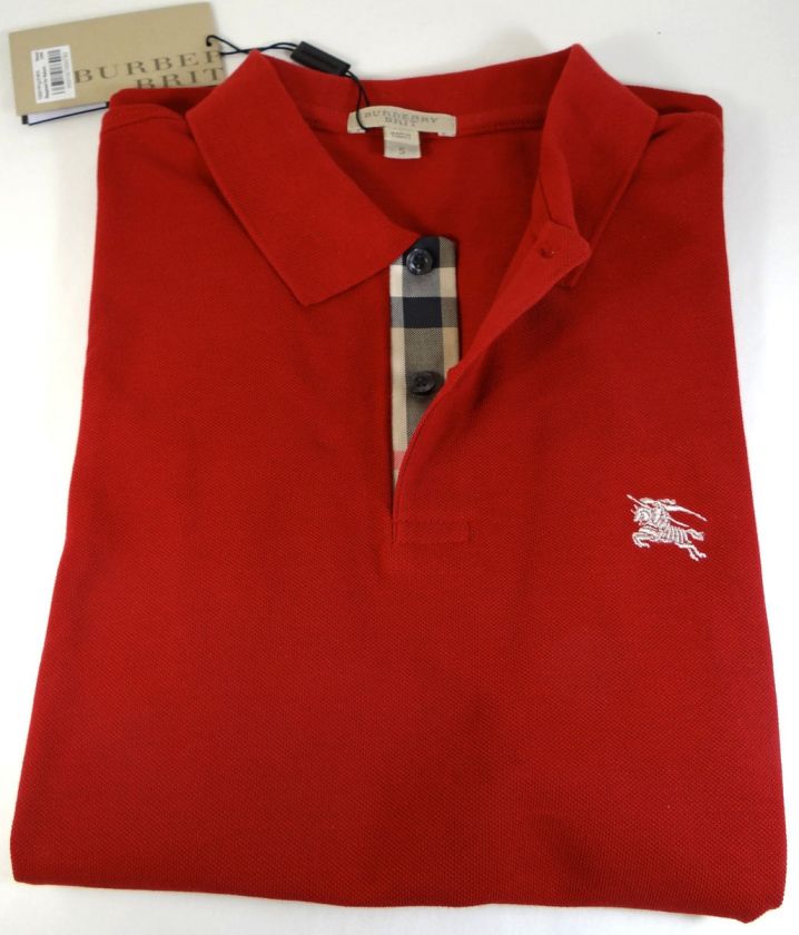 Burberry Brit Slim Fit Short Sleeve Red Polo S to XXL  