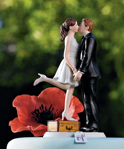 Kiss And Were Off Bride And Groom Figurine Cake Topper Top