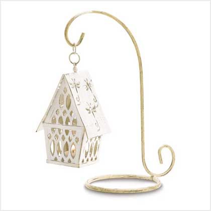 COTTAGE CANDLE LANTERN Metal Birdhouse Style Lamp NEW  