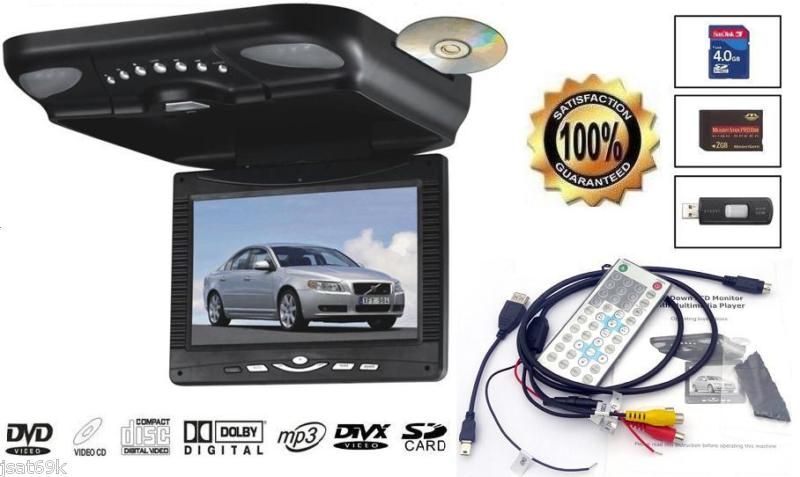 NEW GRAY 9.2 LCD FLIP DOWN DVD PLAYER MONITOR TV TFT  