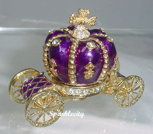 VIOLET CROWN CARRIAGE TRINKET BOX with SWAROVSKI CRYSTALS MIB  