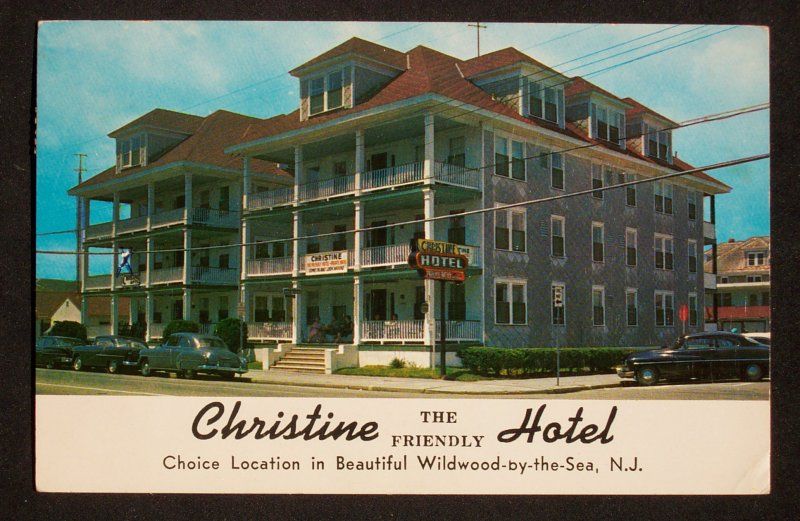 1950s Christine The Friendly Hotel Old Cars Wildwood NJ  