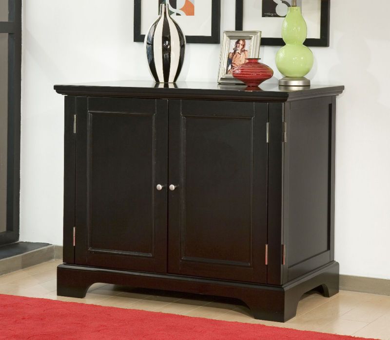 Bedford Wood Compact Computer Storage Cabinet   Black  