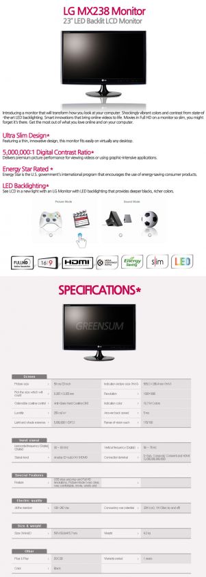   23 LED Wide Full HD TV & Monitor + Worldwide Free Express  