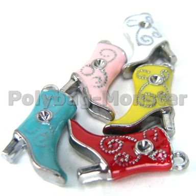 Lot 20 Assorted BOOT Enamel Charm Bead Pendants 15x21mm  