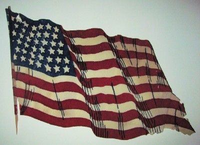 1896 Printed CREPE PAPER 45 STAR US AMERICAN PARADE FLAG, UTAH UT 