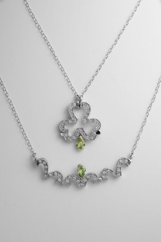 Sterling SILVER Necklace Irish Shamrock Genuine CZ NEW  