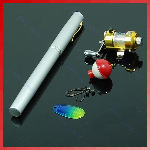   Pen Shape Alloy Fishing Fish Rod Pole Reel With Line Hooks  