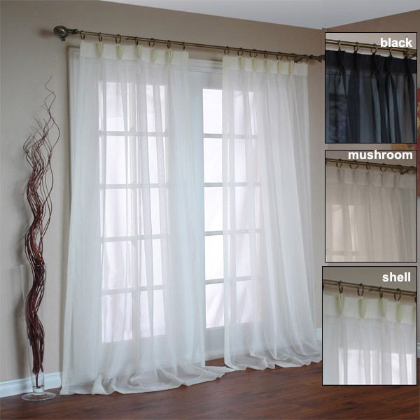 BLACK PINCH PLEATED SHEER DRAPES  144 WIDE X 84 LONG  