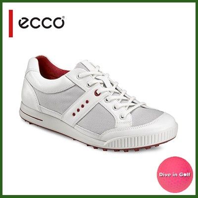 Brand New 2012 ECCO MENS Golf Shoes Street Premier Textile White Red 