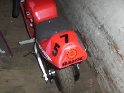 Razor Pocket Rocket Red Miniature Electric Bike For parts or Repair 