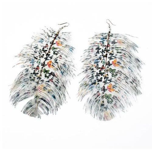 Elegant And Popular Butterfly Pattern Ostrich Feather Earrings Free 