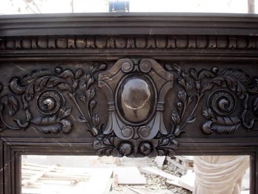 Elegant Marble Fireplace Mantel, Hand Carved  